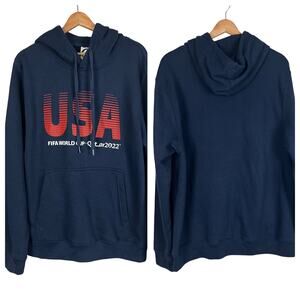 FIFA WORLD CUP Men's L Navy Blue Qatar‎ 2022 USA Soccer Hoodie Pullover Sweater